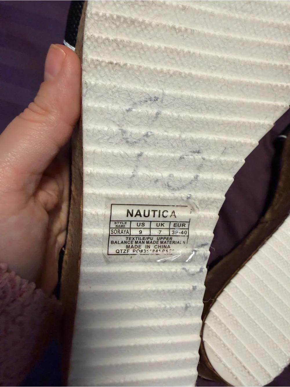 Nautica Soraya Black Cork Platform Wedge Sandals Logo Strap Women’s Size 9